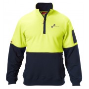 Hi-Visibility Two Tone Brushed Fleece 1/4 Zip Jumper (Yellow/Navy) with purple logo